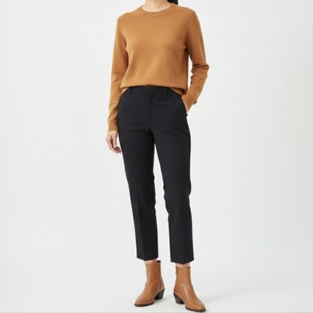 Nili Lotan Black Ankle Pant Size 6 Slim Straight Crop Trouser Pockets